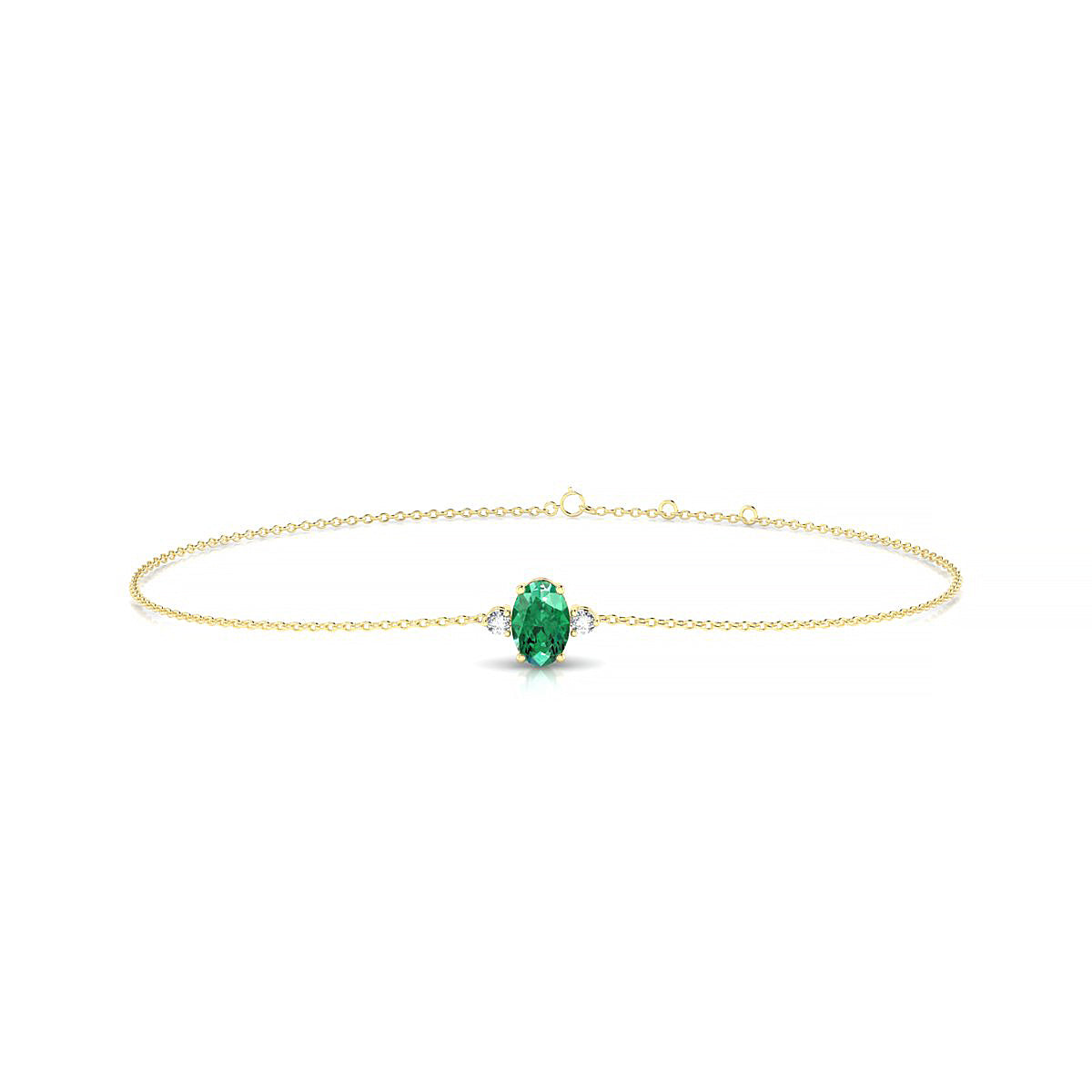 Sparkle | 18k Yellow Gold 6 x 4 mm Oval Emerald Bracelet
