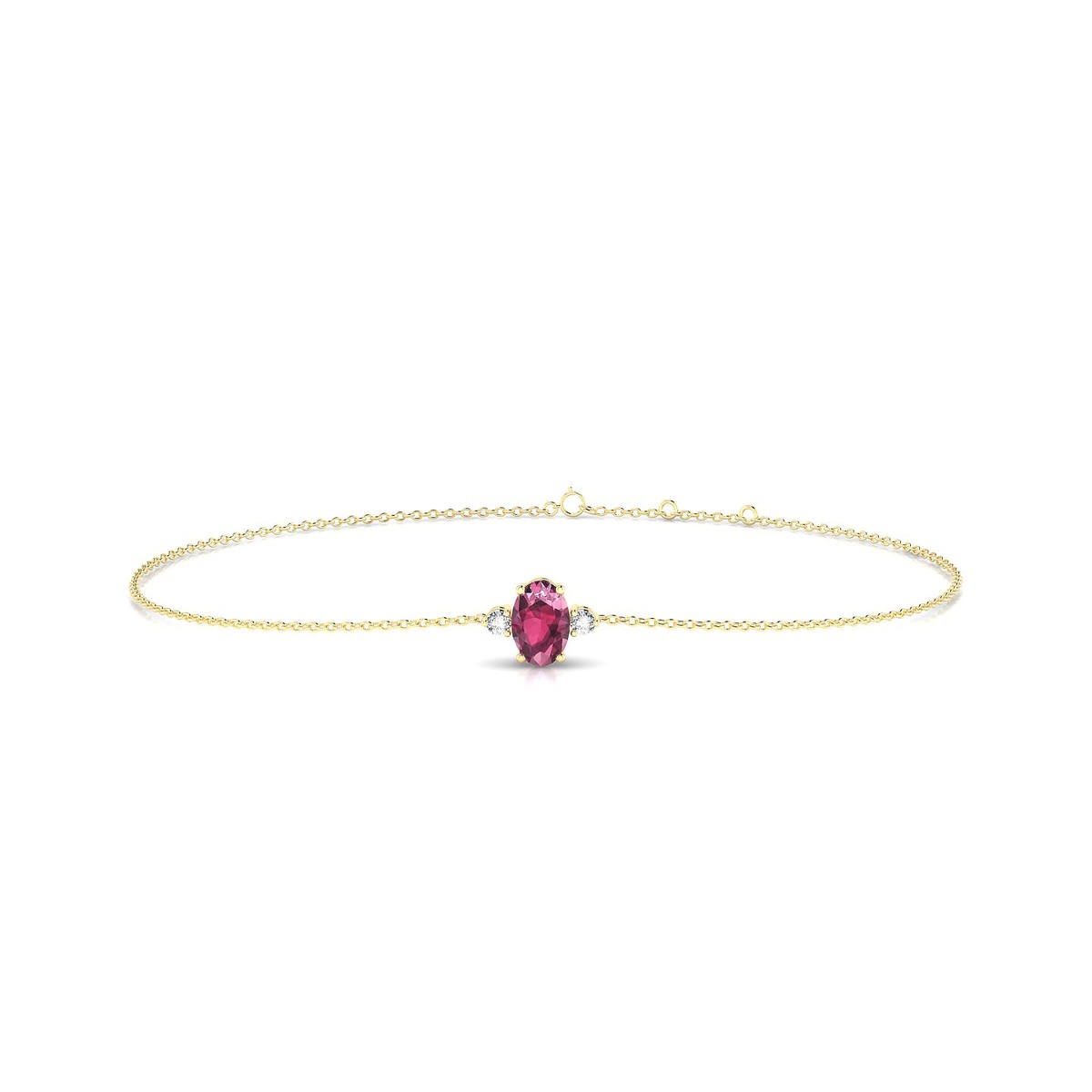Sparkle | 18k Yellow Gold 6 x 4 mm Oval Rhodolite Bracelet