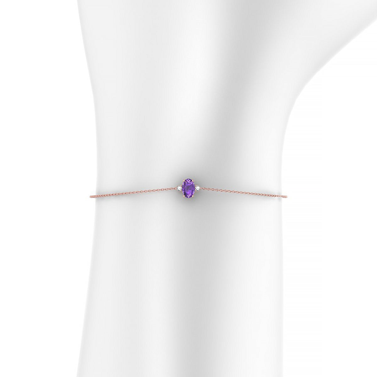 Sparkle | 18k Rose Gold 6 x 4 mm Oval Amethyst Bracelet