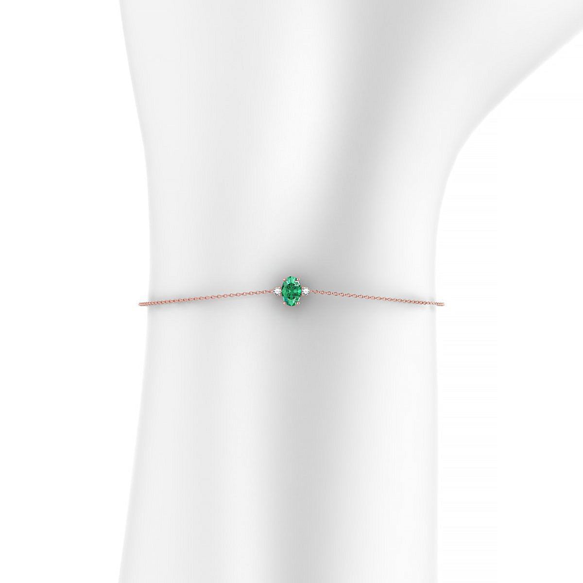 Sparkle | 18k Rose Gold 6 x 4 mm Oval Emerald Bracelet