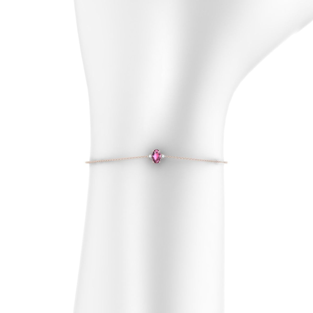 Sparkle | 18k Rose Gold 6 x 4 mm Oval Rhodolite Bracelet