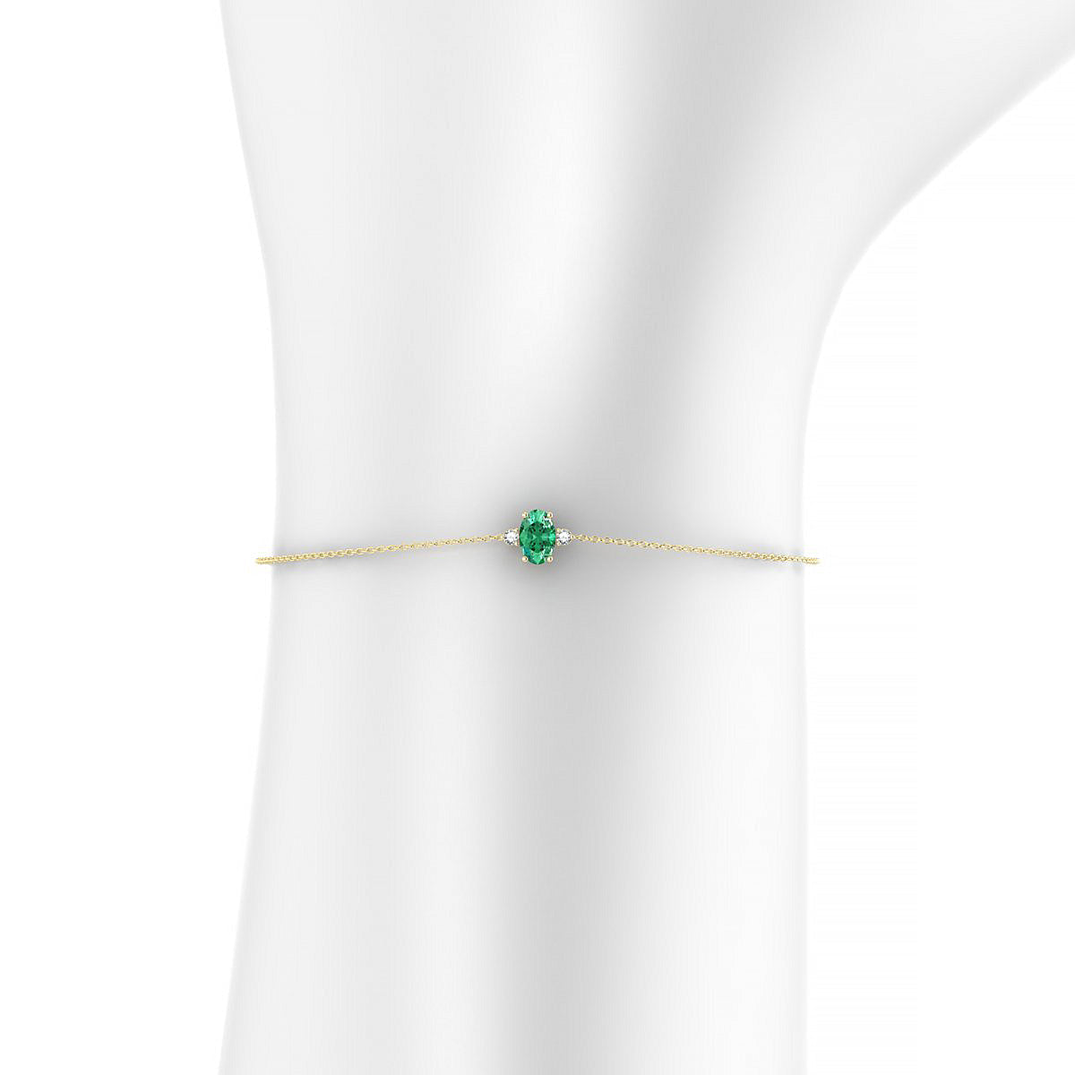 Sparkle | 18k Yellow Gold 6 x 4 mm Oval Emerald Bracelet