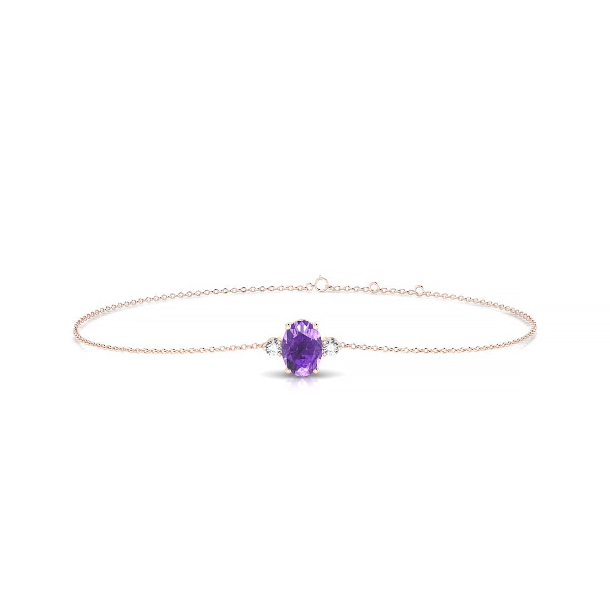 Sparkle | 18k Rose Gold 7 x 5 mm Oval Amethyst Bracelet