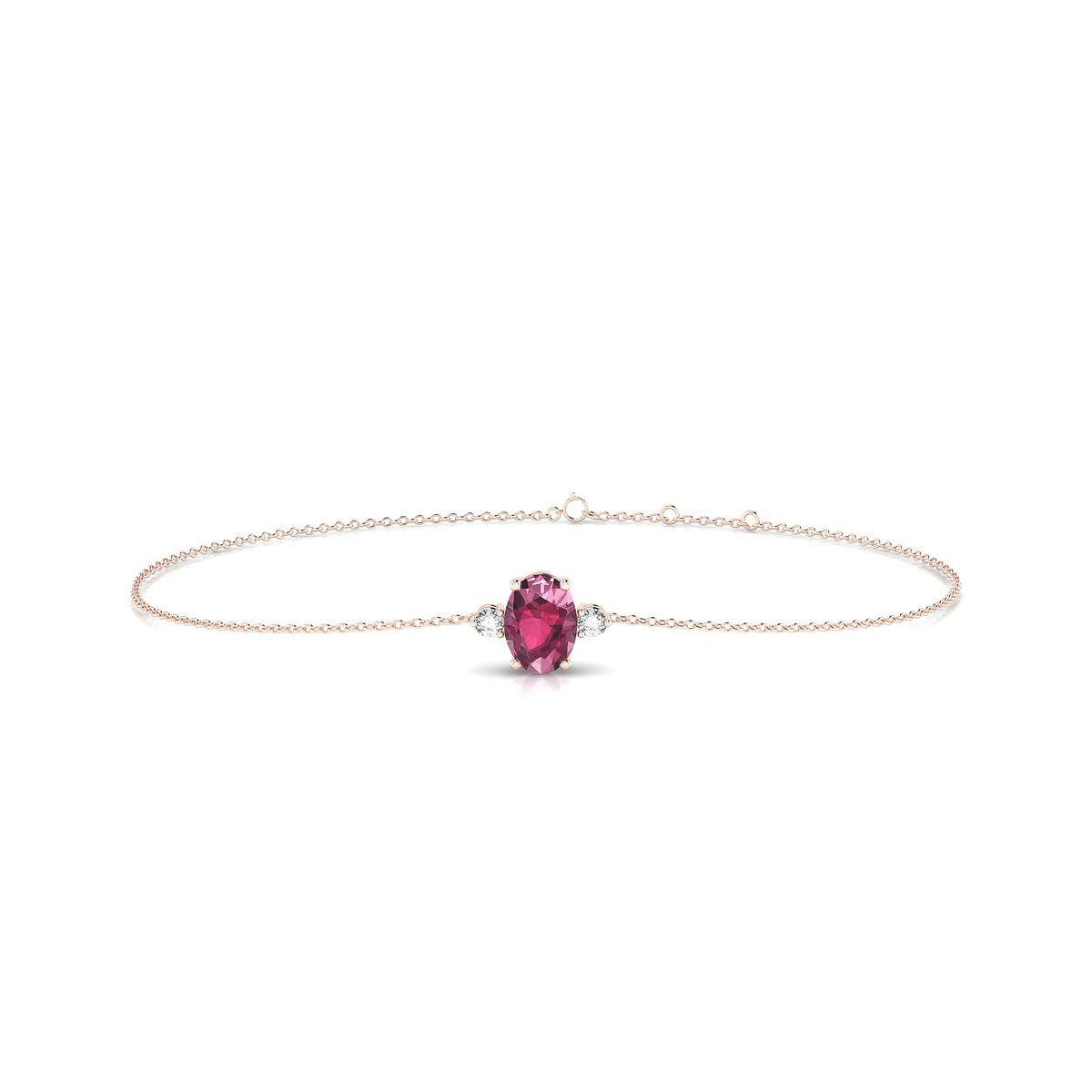 Sparkle | 18k Rose Gold 7 x 5 mm Oval Rhodolite Bracelet