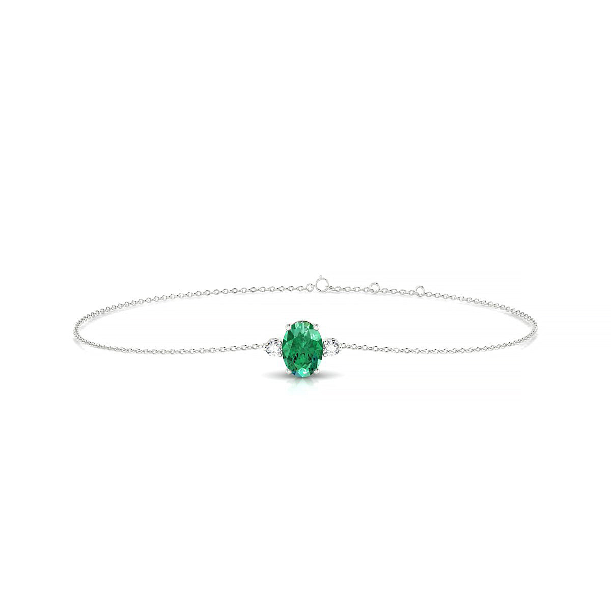 Sparkle | 18k White Gold 7 x 5 mm Oval Emerald Bracelet