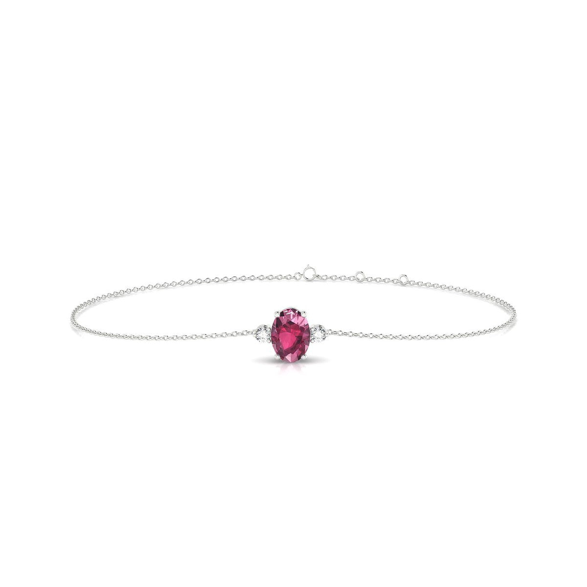 Sparkle | 18k White Gold 7 x 5 mm Oval Rhodolite Bracelet