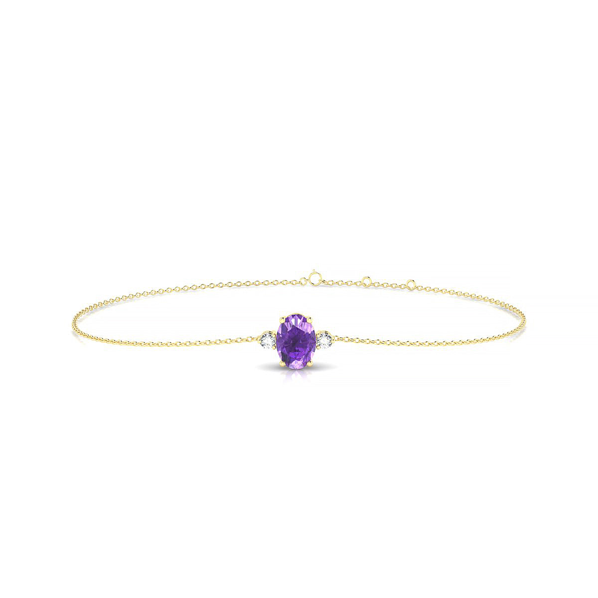 Sparkle | 18k Yellow Gold 7 x 5 mm Oval Amethyst Bracelet