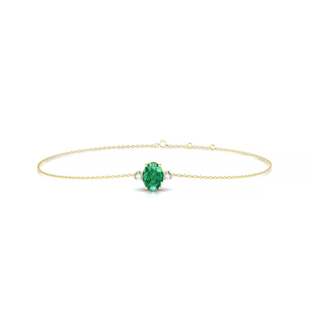 Sparkle | 18k Yellow Gold 7 x 5 mm Oval Emerald Bracelet