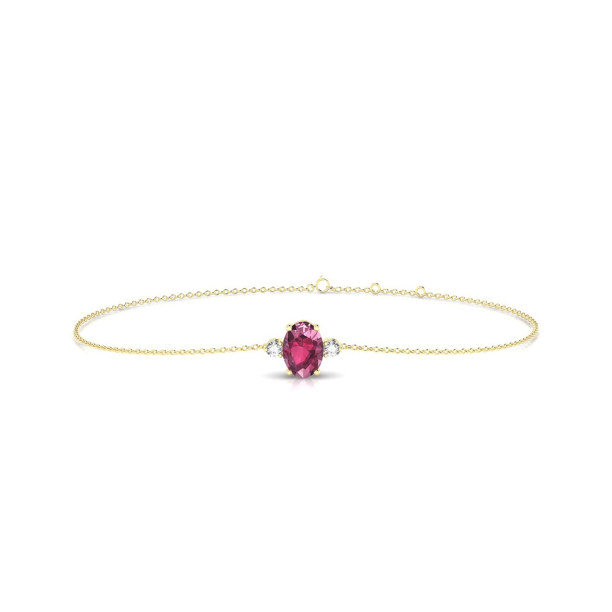 Sparkle | 18k Yellow Gold 7 x 5 mm Oval Rhodolite Bracelet