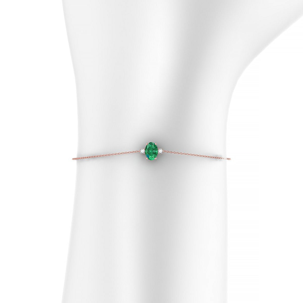 Sparkle | 18k Rose Gold 7 x 5 mm Oval Emerald Bracelet
