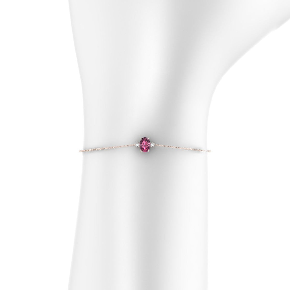 Sparkle | 18k Rose Gold 7 x 5 mm Oval Rhodolite Bracelet