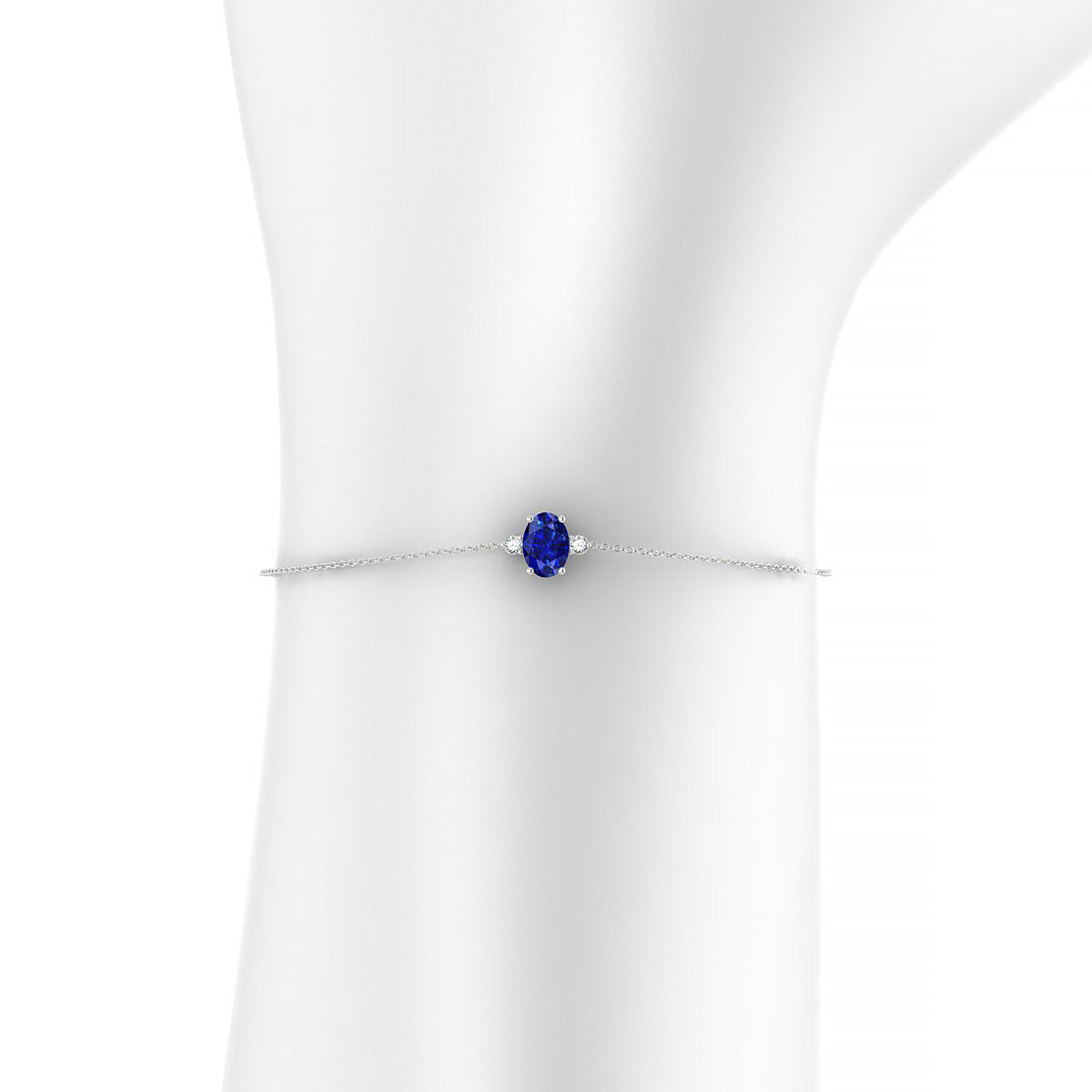 Sparkle | 18k White Gold 7 x 5 mm Oval Sapphire Bracelet