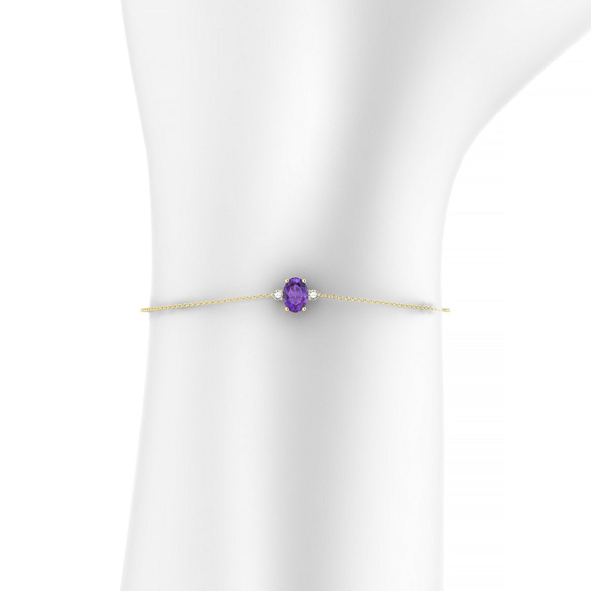 Sparkle | 18k Yellow Gold 7 x 5 mm Oval Amethyst Bracelet