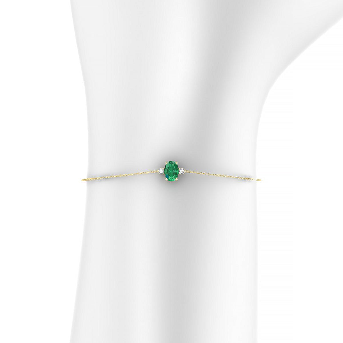 Sparkle | 18k Yellow Gold 7 x 5 mm Oval Emerald Bracelet
