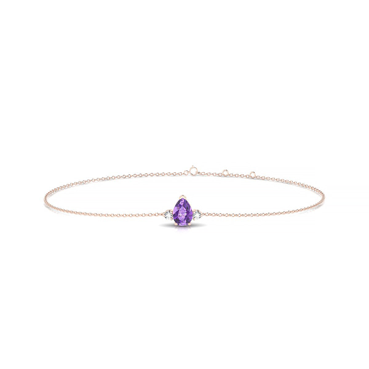 Sparkle | 18k Rose Gold 6 x 4 mm Pear Amethyst Bracelet