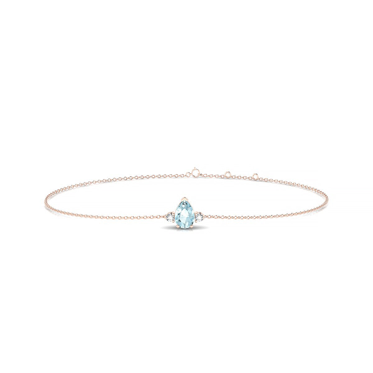 Sparkle | 18k Rose Gold 6 x 4 mm Pear Aquamarine Bracelet