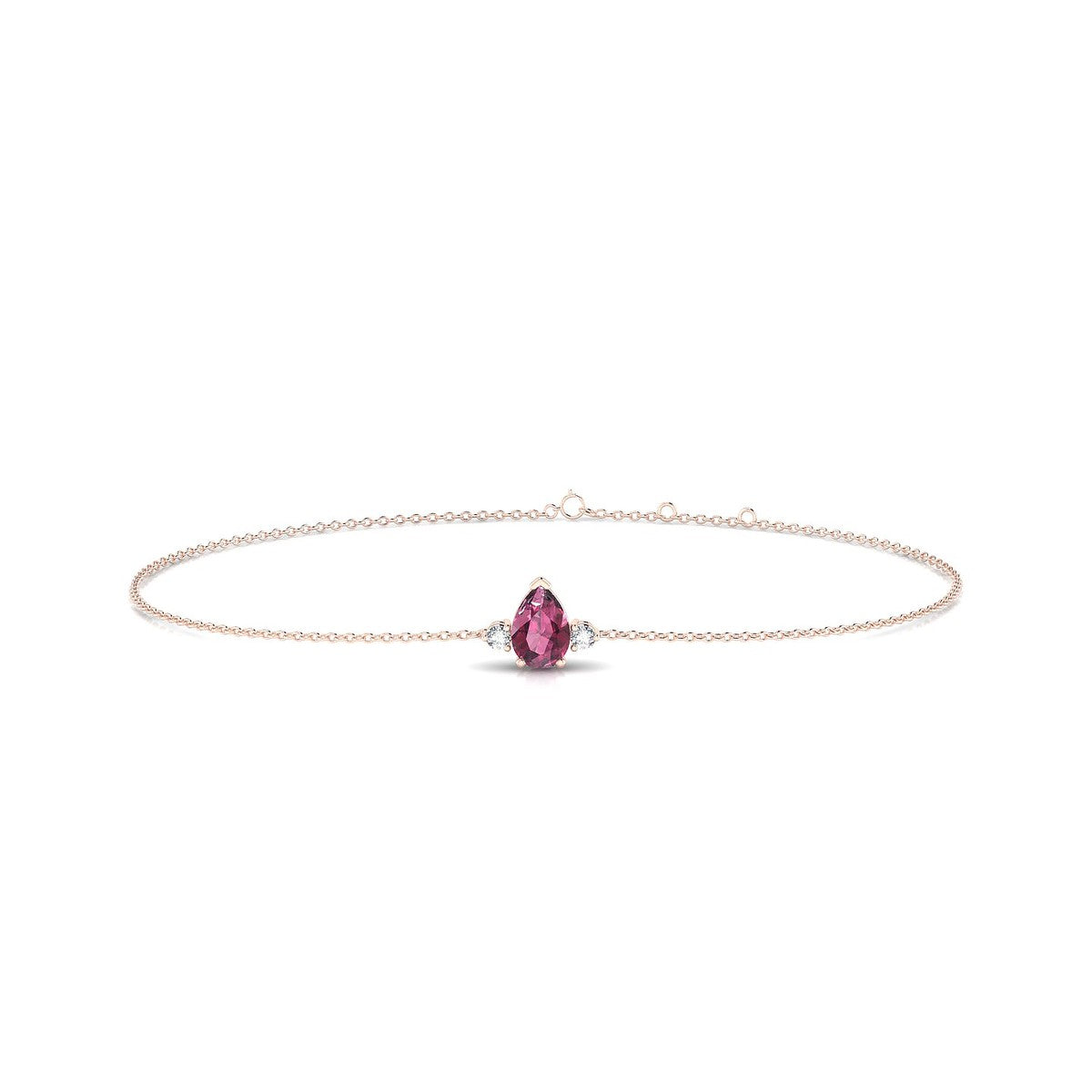 Sparkle | 18k Rose Gold 6 x 4 mm Pear Rhodolite Bracelet