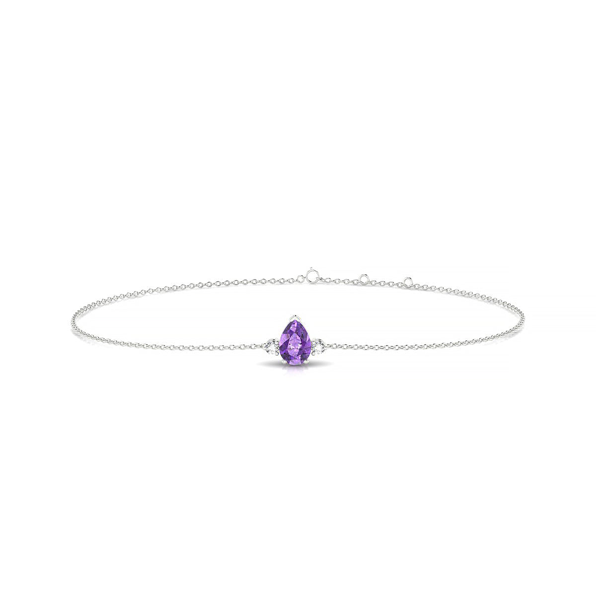 Sparkle | 18k White Gold 6 x 4 mm Pear Amethyst Bracelet