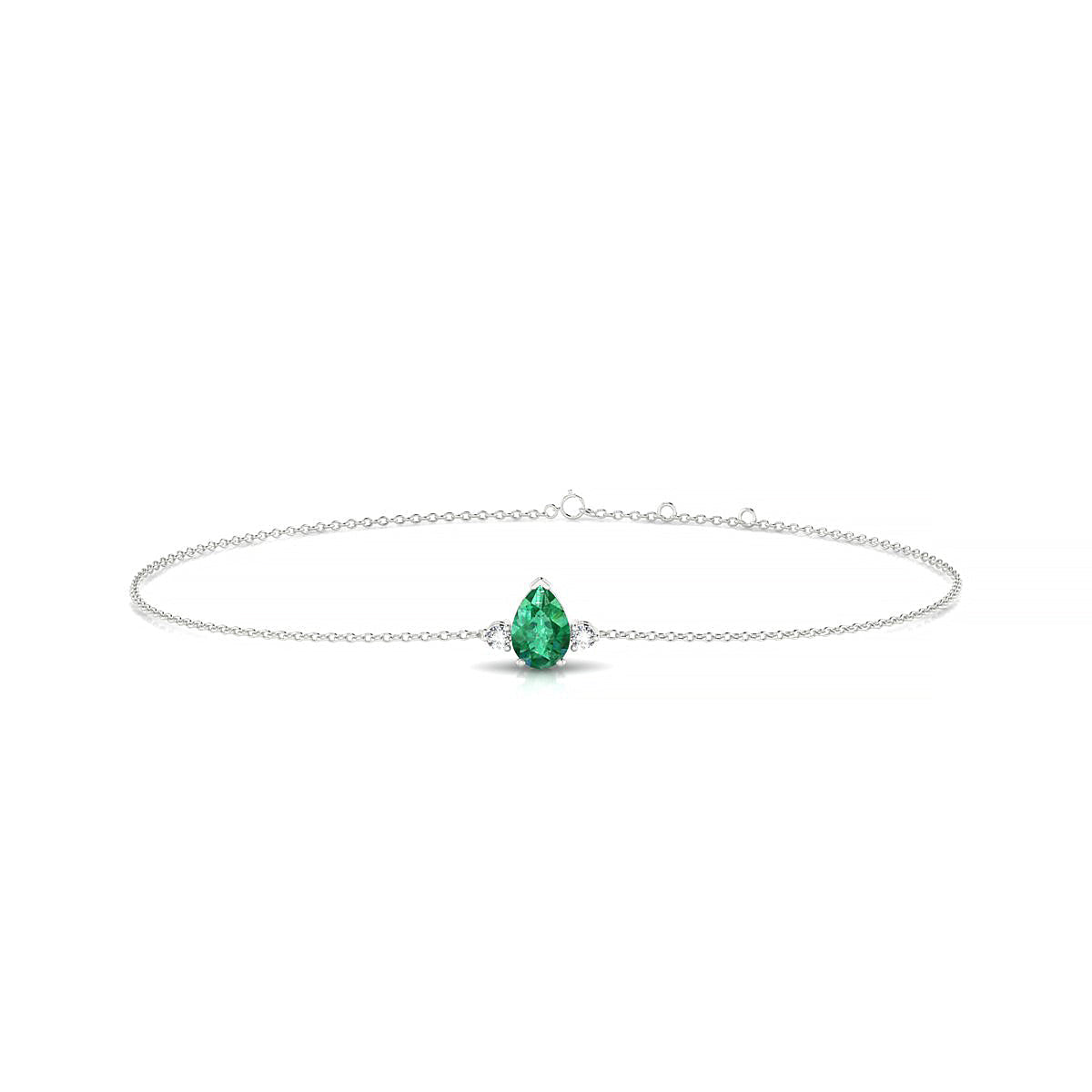 Sparkle | 18k White Gold 6 x 4 mm Pear Emerald Bracelet