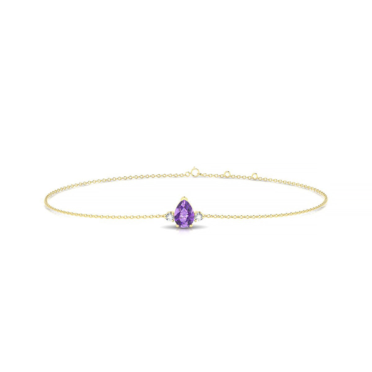 Sparkle | 18k Yellow Gold 6 x 4 mm Pear Amethyst Bracelet