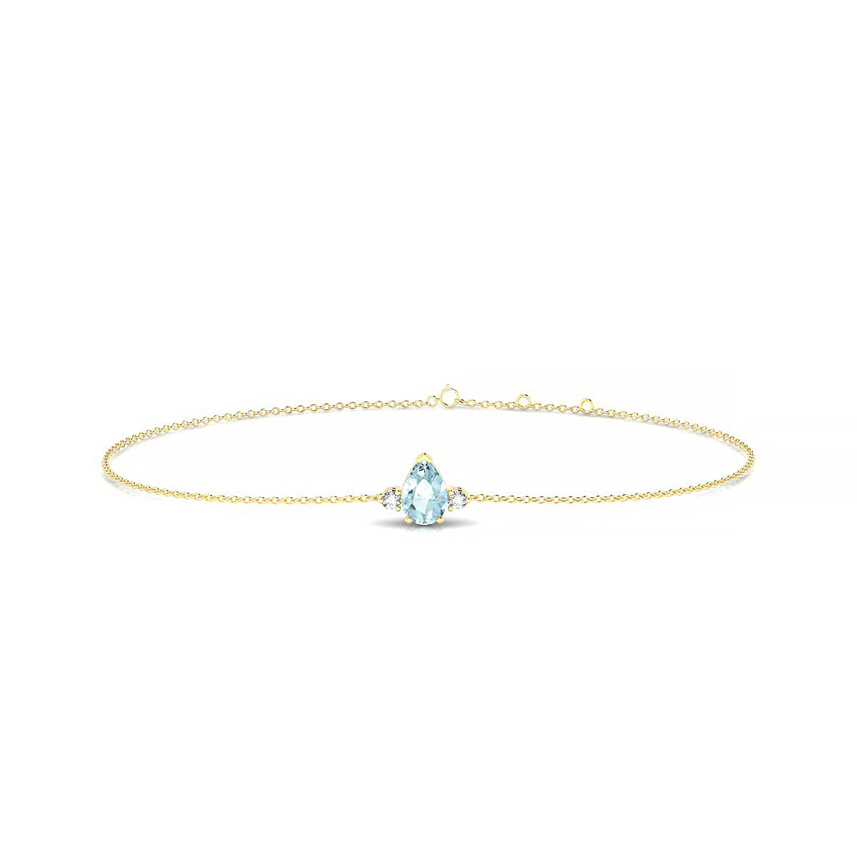 Sparkle | 18k Yellow Gold 6 x 4 mm Pear Aquamarine Bracelet