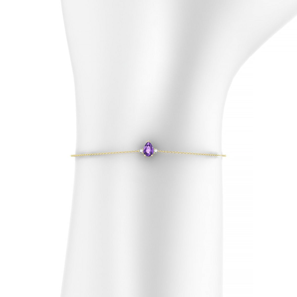Sparkle | 18k Yellow Gold 6 x 4 mm Pear Amethyst Bracelet