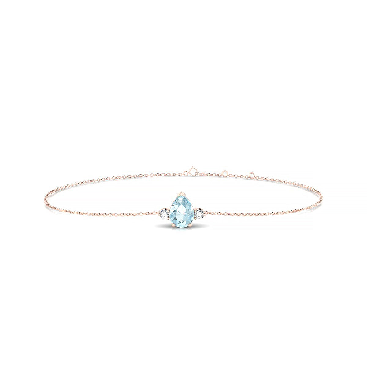 Sparkle | 18k Rose Gold 7 x 5 mm Pear Aquamarine Bracelet