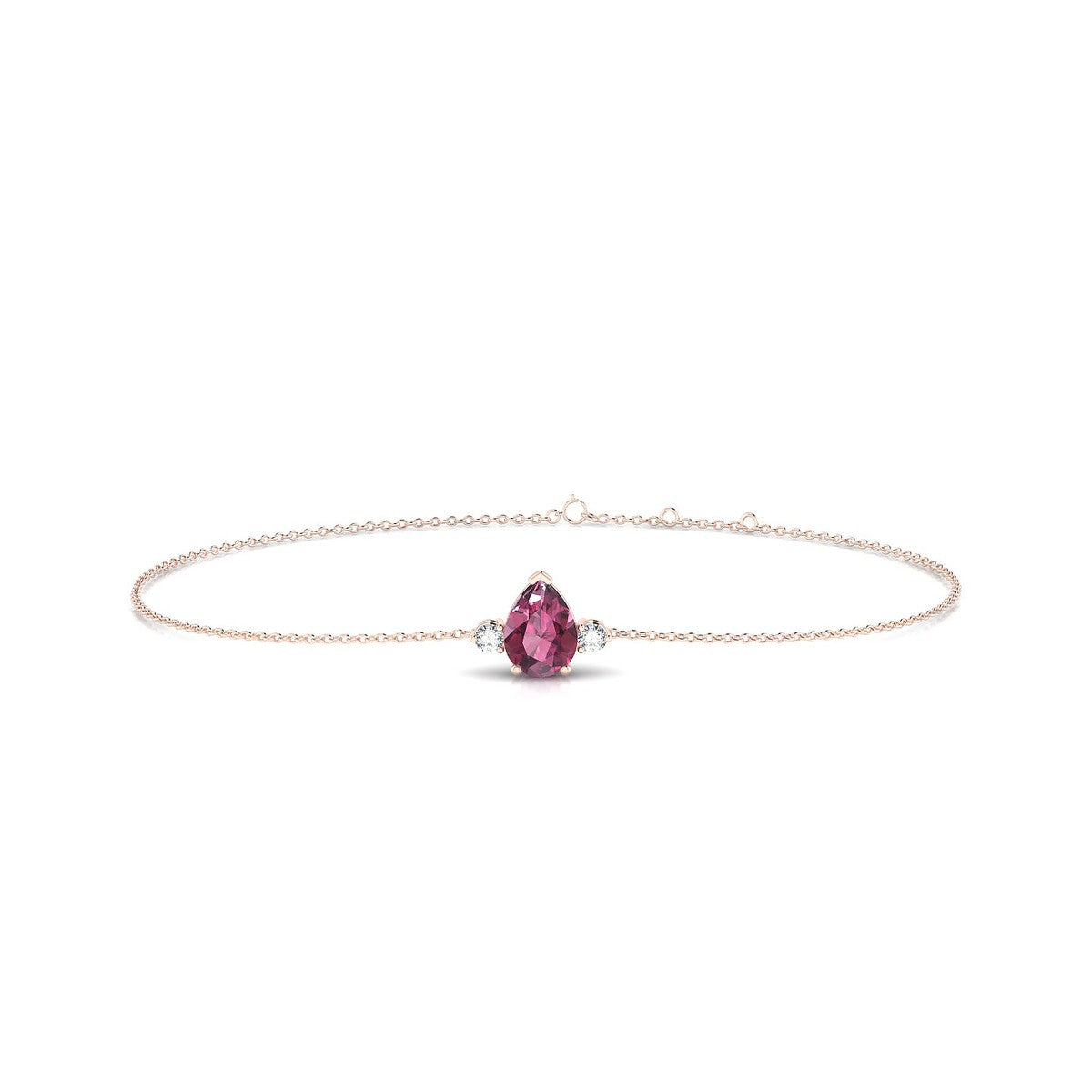 Sparkle | 18k Rose Gold 7 x 5 mm Pear Rhodolite Bracelet