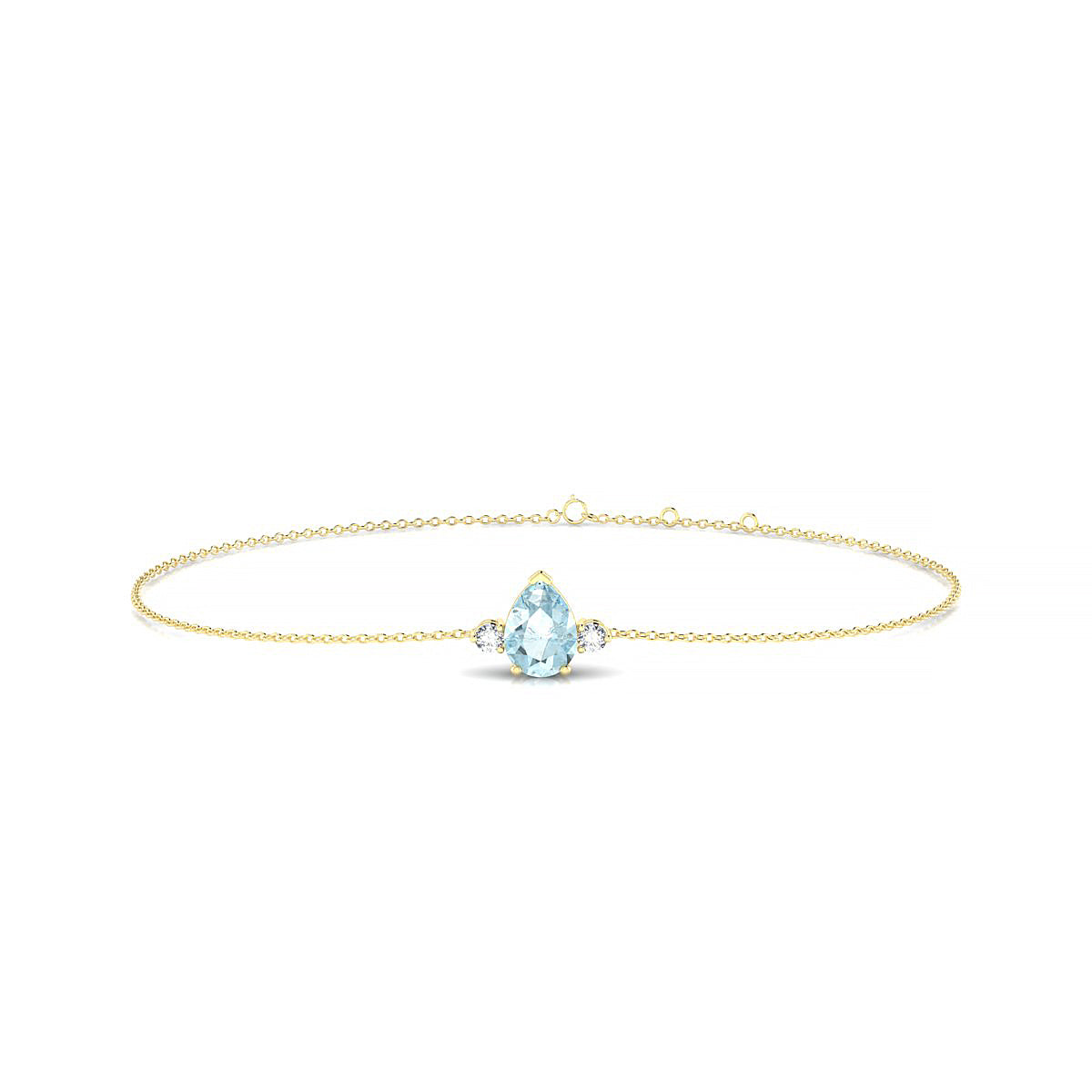 Sparkle | 18k Yellow Gold 7 x 5 mm Pear Aquamarine Bracelet