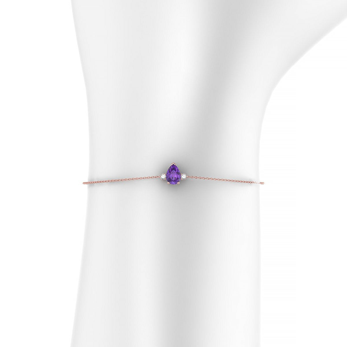 Sparkle | 18k Rose Gold 7 x 5 mm Pear Amethyst Bracelet