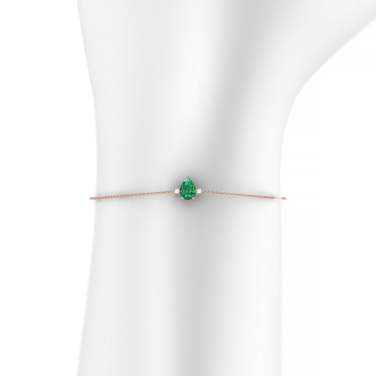 Sparkle | 18k Rose Gold 7 x 5 mm Pear Emerald Bracelet