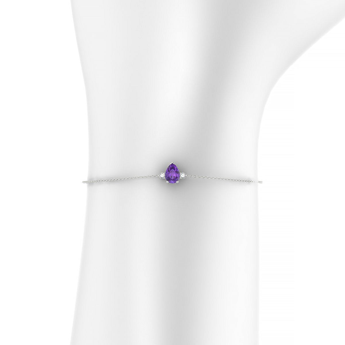 Sparkle | 18k White Gold 7 x 5 mm Pear Amethyst Bracelet