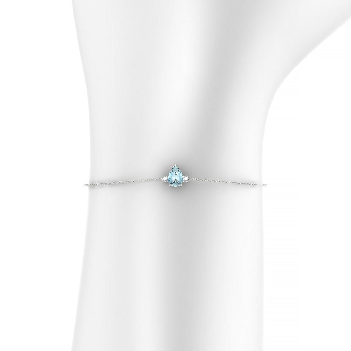 Sparkle | 18k White Gold 7 x 5 mm Pear Aquamarine Bracelet