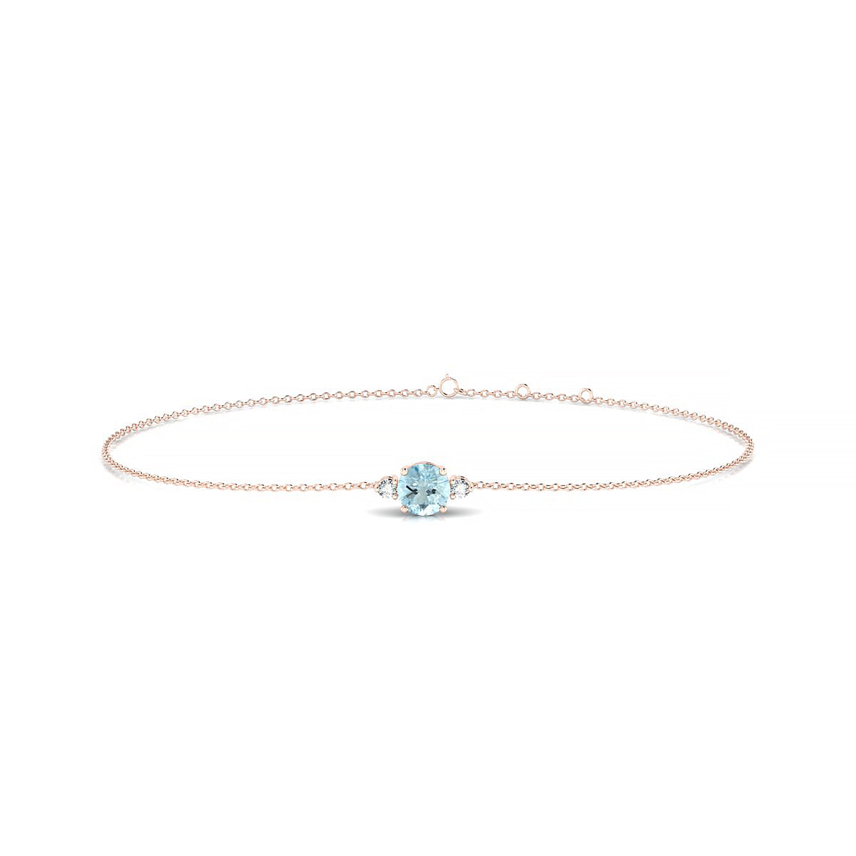 Sparkle | 18k Rose Gold 4.5 mm Round Aquamarine Bracelet