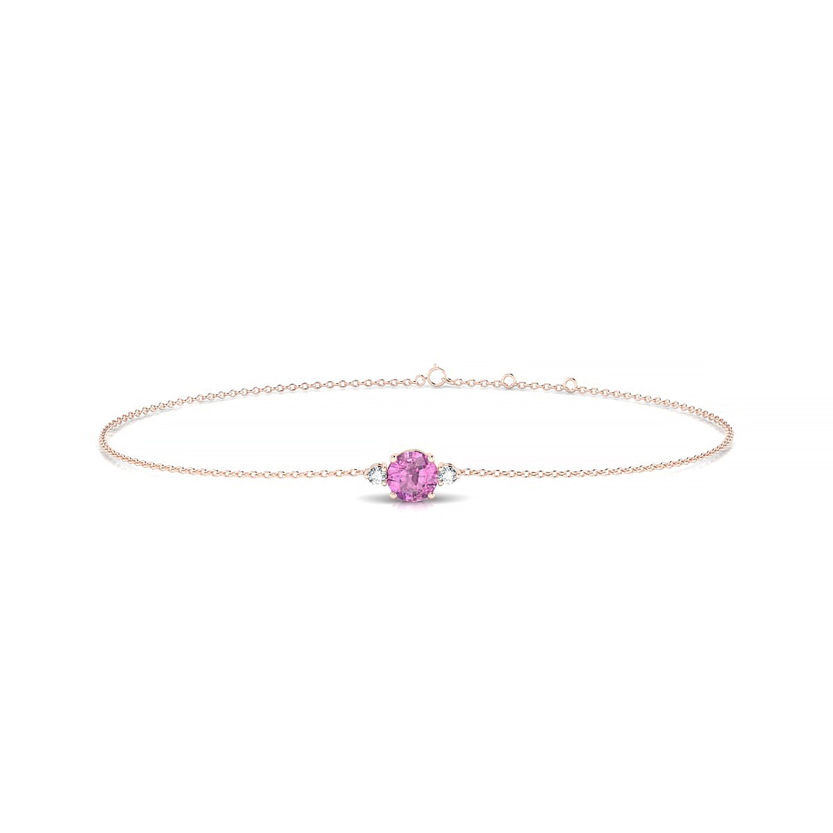 Sparkle | 18k Rose Gold 4.5 mm Round Pink Sapphire Bracelet