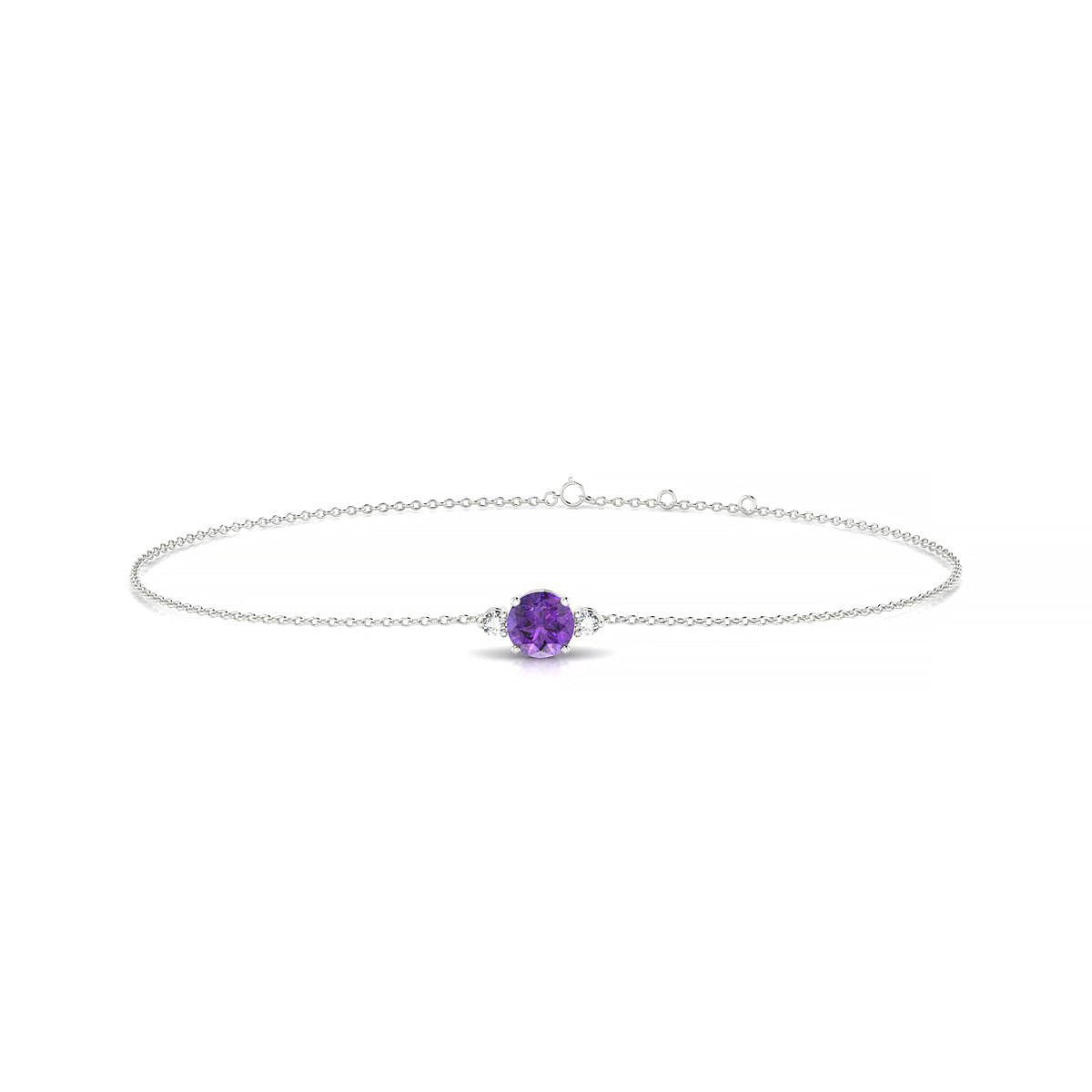 Sparkle | 18k White Gold 4.5 mm Round Amethyst Bracelet