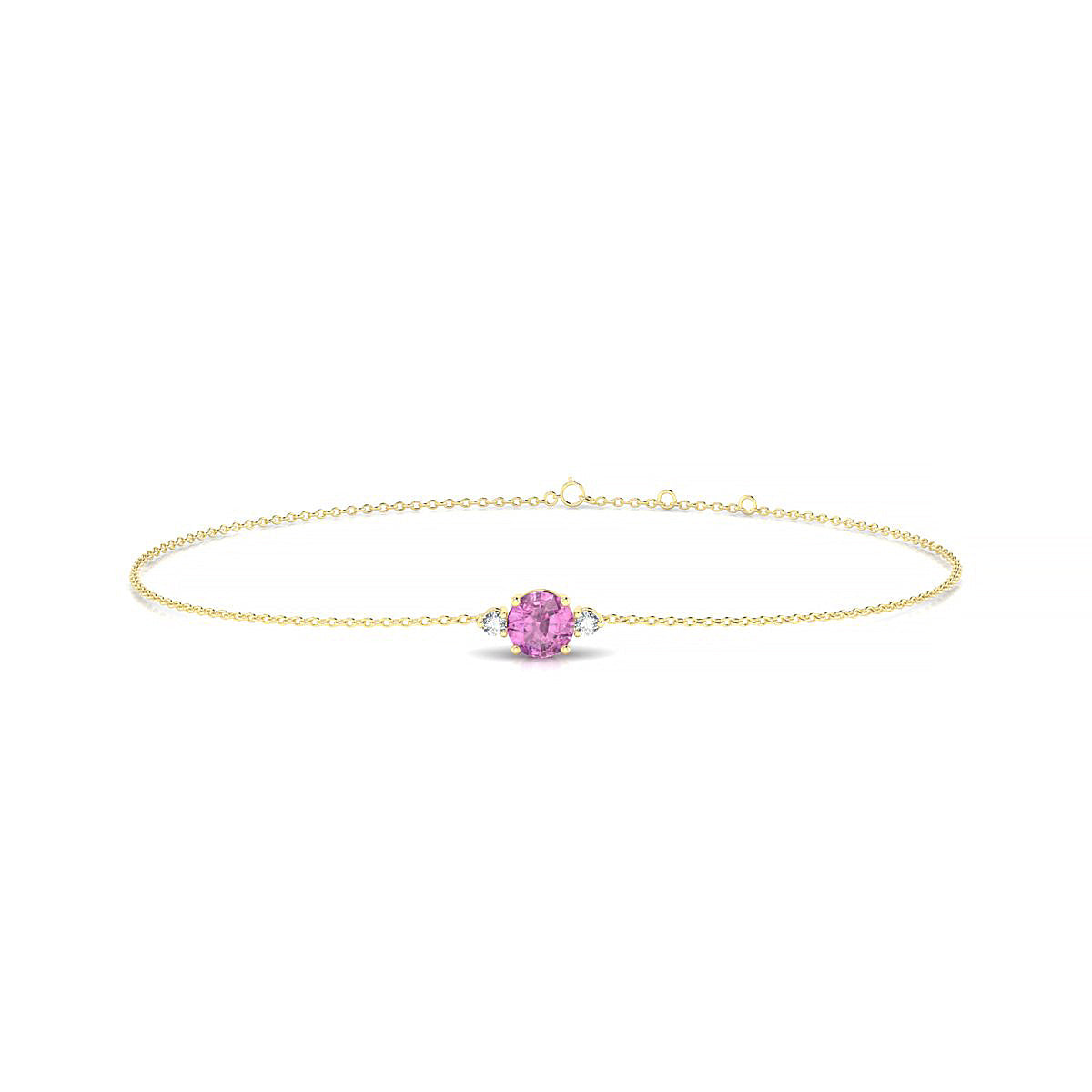 Sparkle | 18k Yellow Gold 4.5 mm Round Pink Sapphire Bracelet