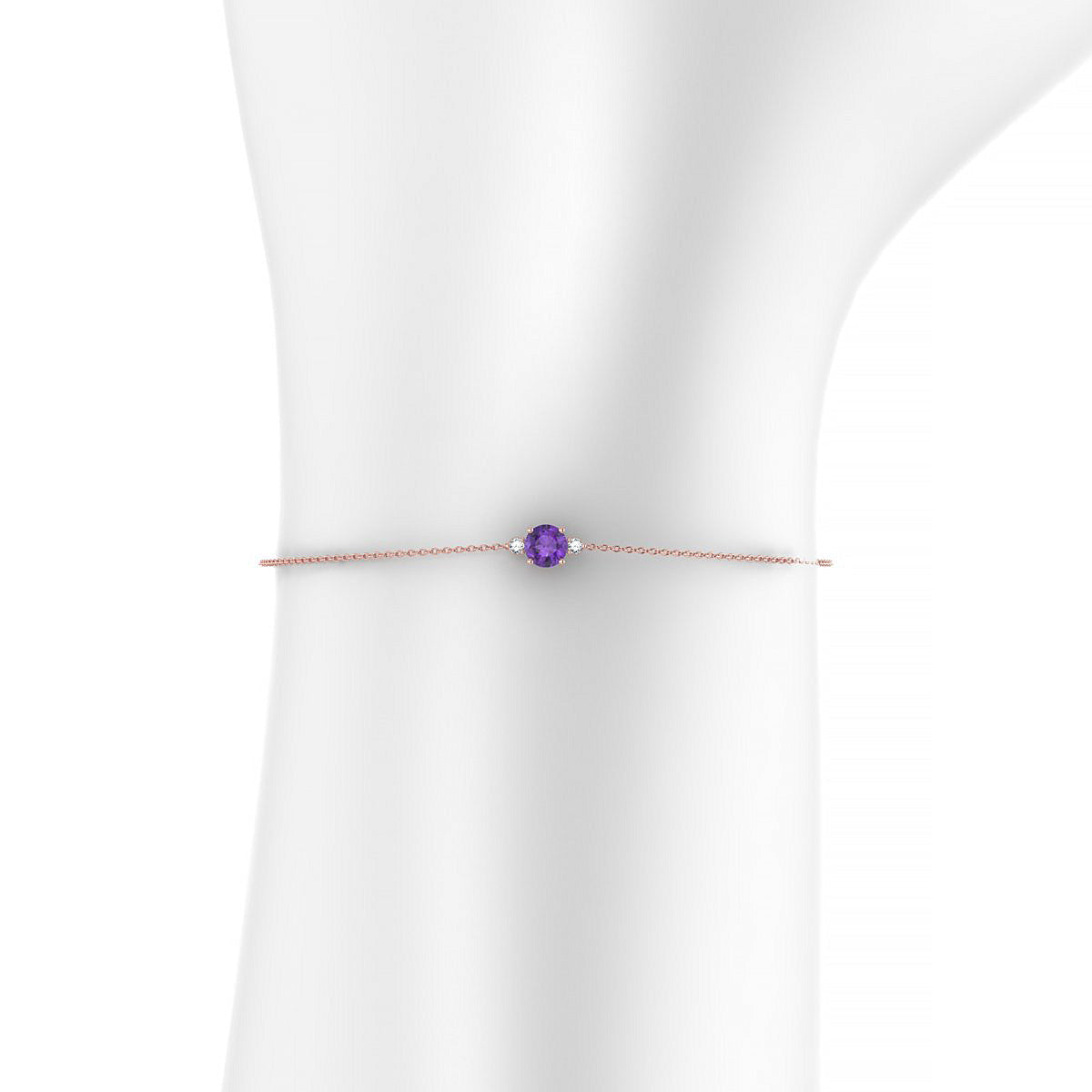 Sparkle | 18k Rose Gold 4.5 mm Round Amethyst Bracelet