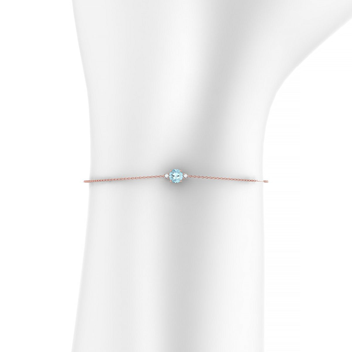 Sparkle | 18k Rose Gold 4.5 mm Round Aquamarine Bracelet