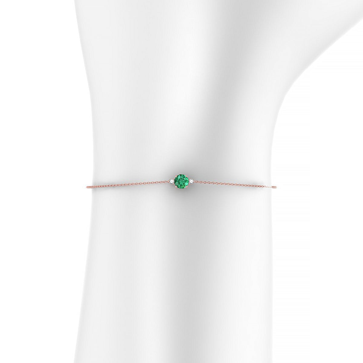 Sparkle | 18k Rose Gold 4.5 mm Round Emerald Bracelet