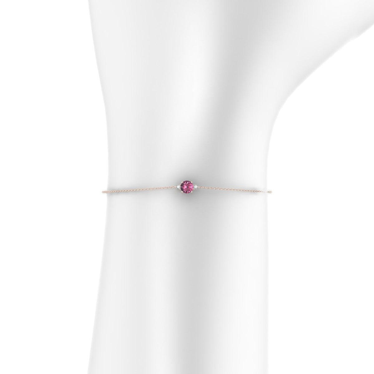 Sparkle | 18k Rose Gold 4.5 mm Round Rhodolite Bracelet