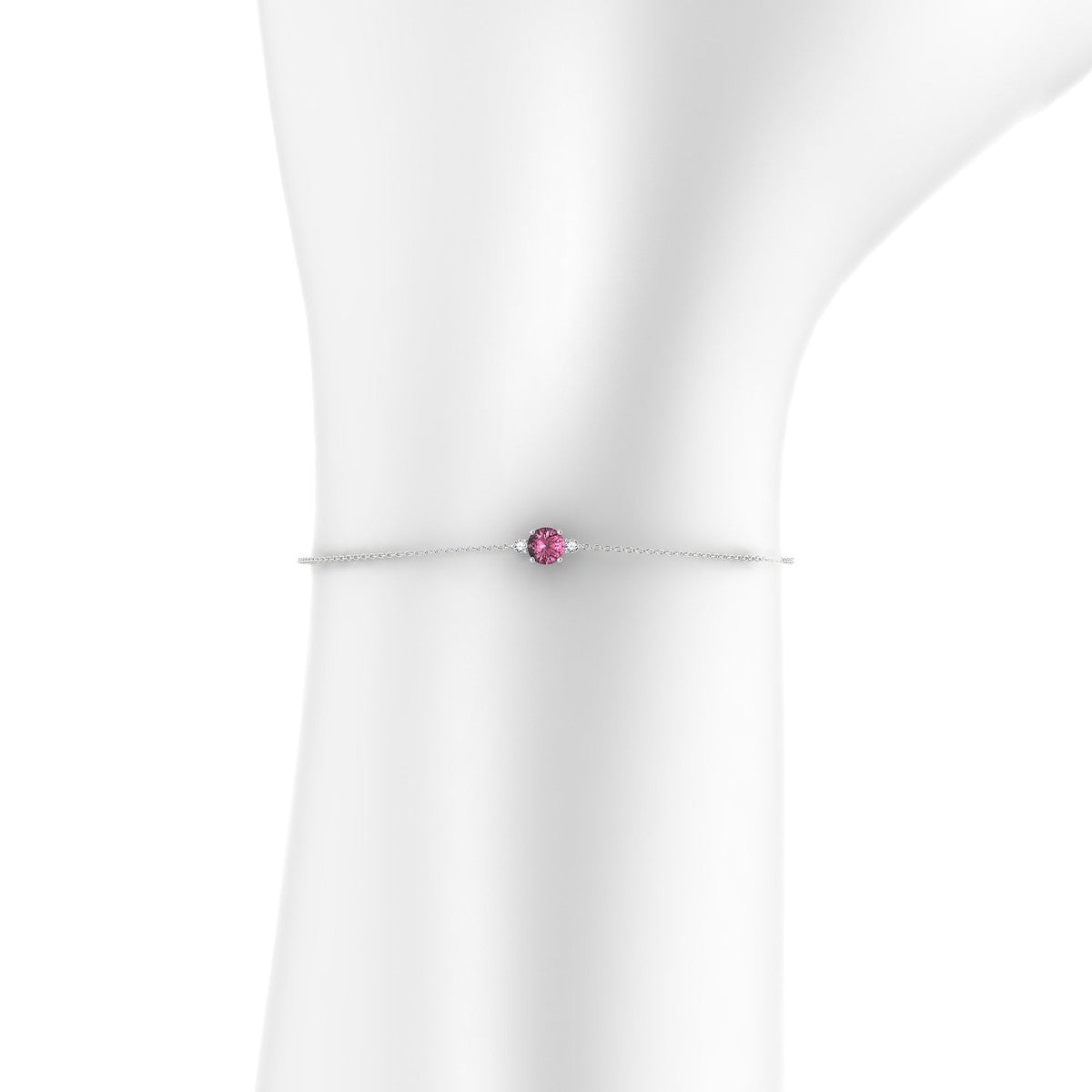 Sparkle | 18k White Gold 4.5 mm Round Rhodolite Bracelet