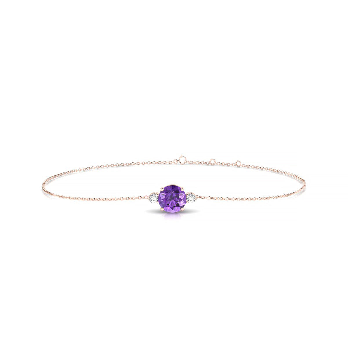 Sparkle | 18k Rose Gold 6 mm Round Amethyst Bracelet