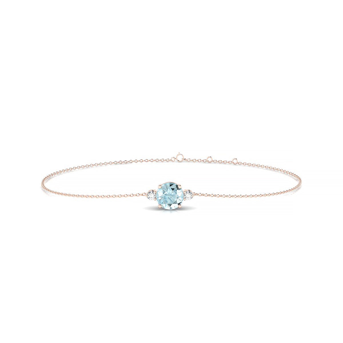 Sparkle | 18k Rose Gold 6 mm Round Aquamarine Bracelet