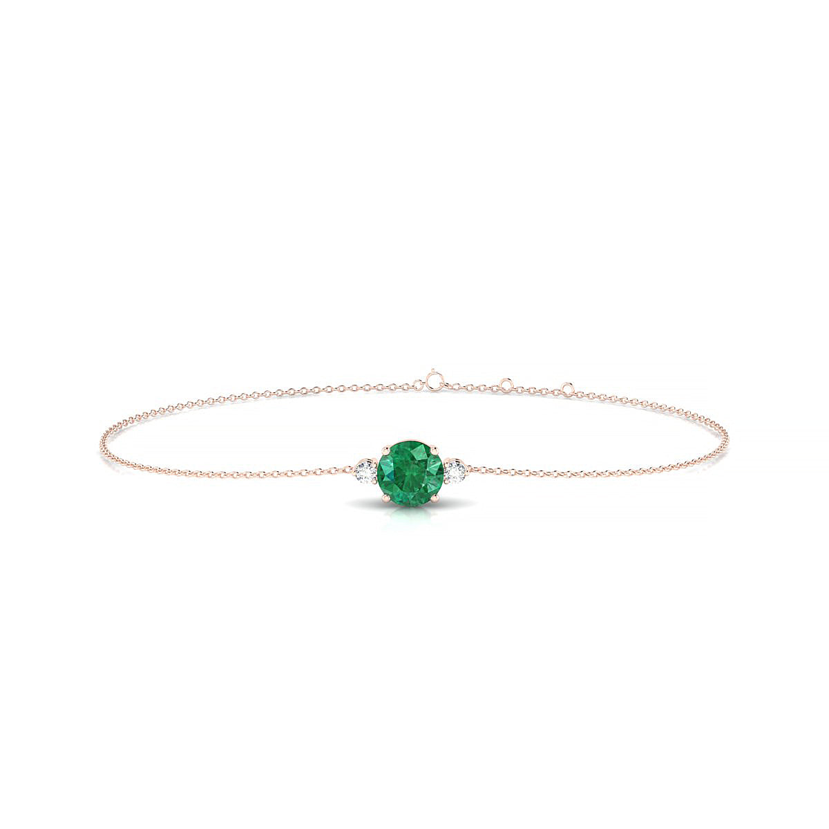 Sparkle | 18k Rose Gold 6 mm Round Emerald Bracelet