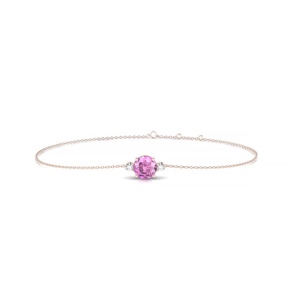 Sparkle | 18k Rose Gold 6 mm Round Pink Sapphire Bracelet