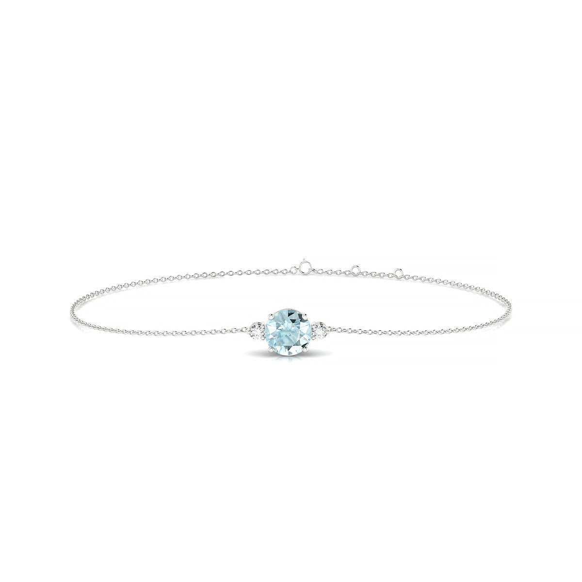 Sparkle | 18k White Gold 6 mm Round Aquamarine Bracelet