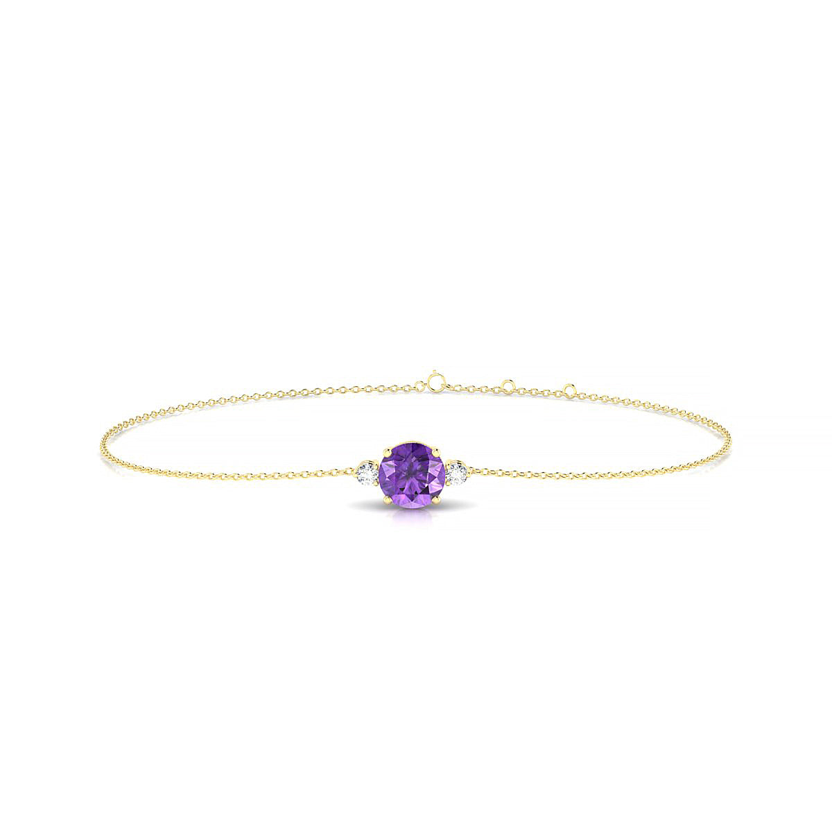 Sparkle | 18k Yellow Gold 6 mm Round Amethyst Bracelet