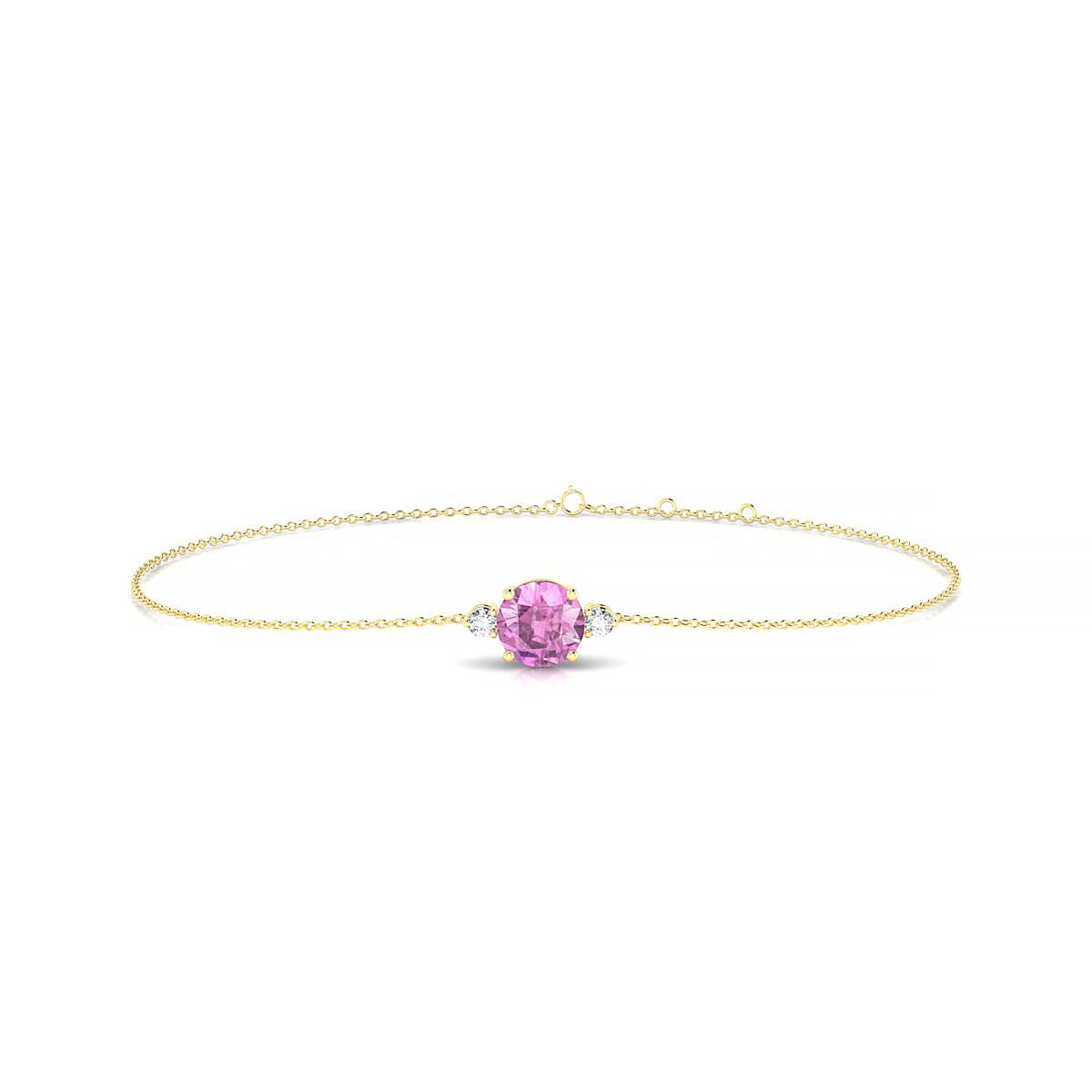 Sparkle | 18k Yellow Gold 6 mm Round Pink Sapphire Bracelet