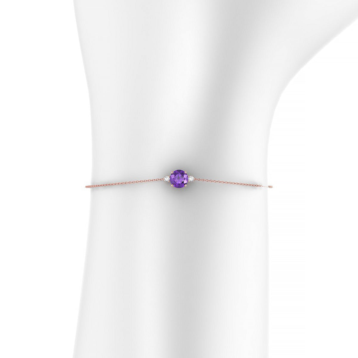 Sparkle | 18k Rose Gold 6 mm Round Amethyst Bracelet